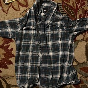 Vans off the wall classic fit green and white checkered flannel